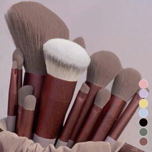 Conjunto de pincéis de maquiagem com 13 peças e bolsa de armazenamento